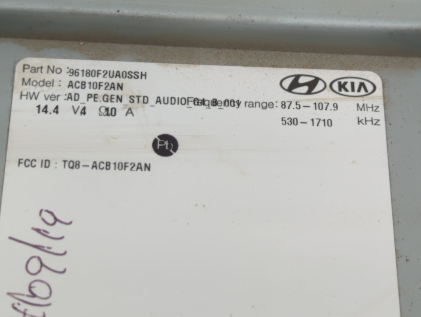 2019-2020 Hyundai Elantra Radio AM FM Cd Player Receiver Replacement P/N:96180-F2UA0SSH Fits Fits 2019 2020 OEM Used Auto Parts - Oemusedautoparts1.com