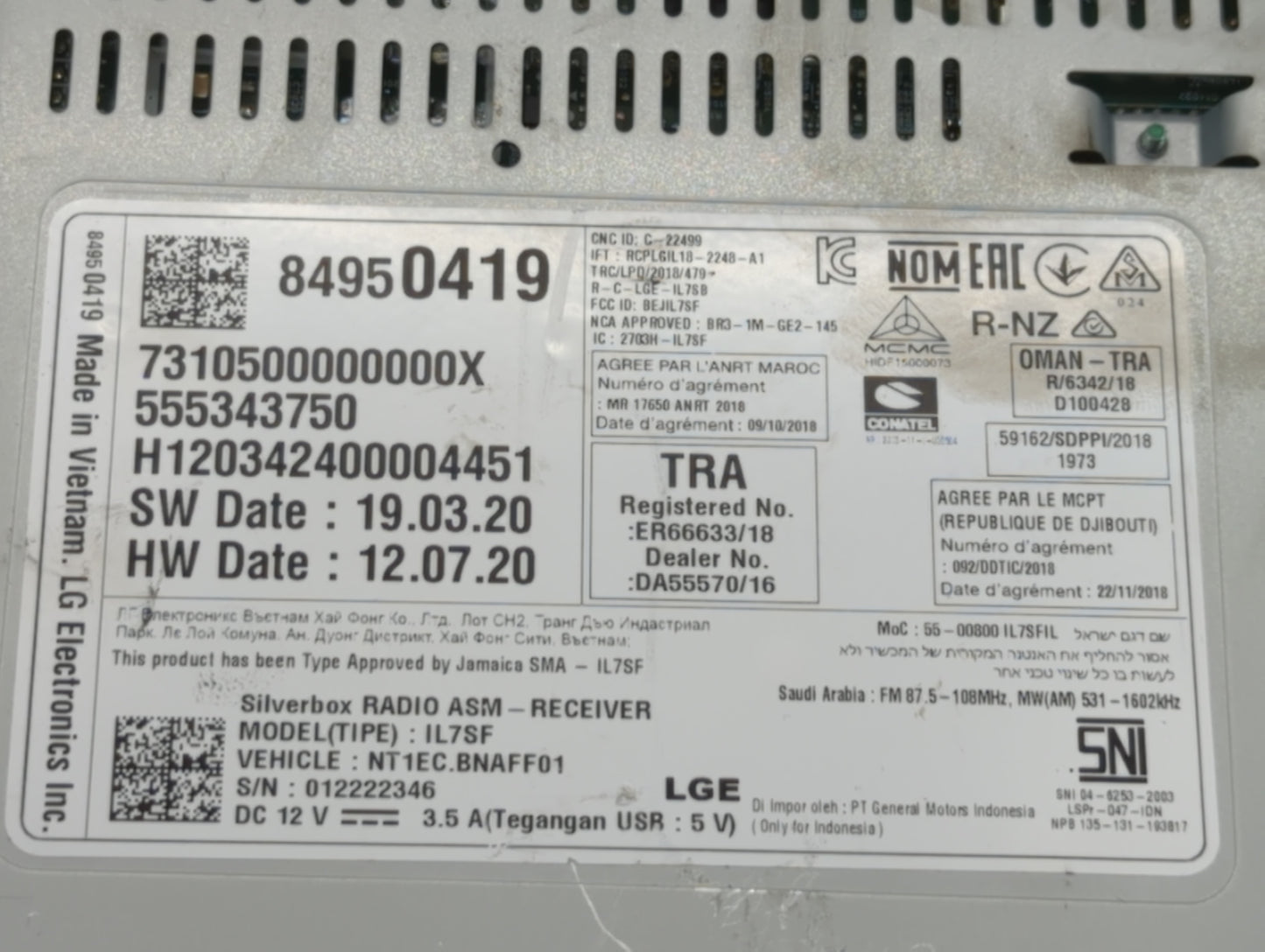 2019-2021 Chevrolet Malibu Radio AM FM Cd Player Receiver Replacement P/N:84950419 Fits Fits 2019 2020 2021 OEM Used Auto Parts - Oemusedautoparts1.com