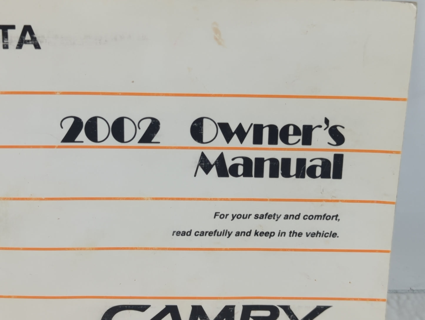 2002 Toyota Camry Owners Manual Book Guide P/N:01999-33544 OEM Used Auto Parts - Oemusedautoparts1.com