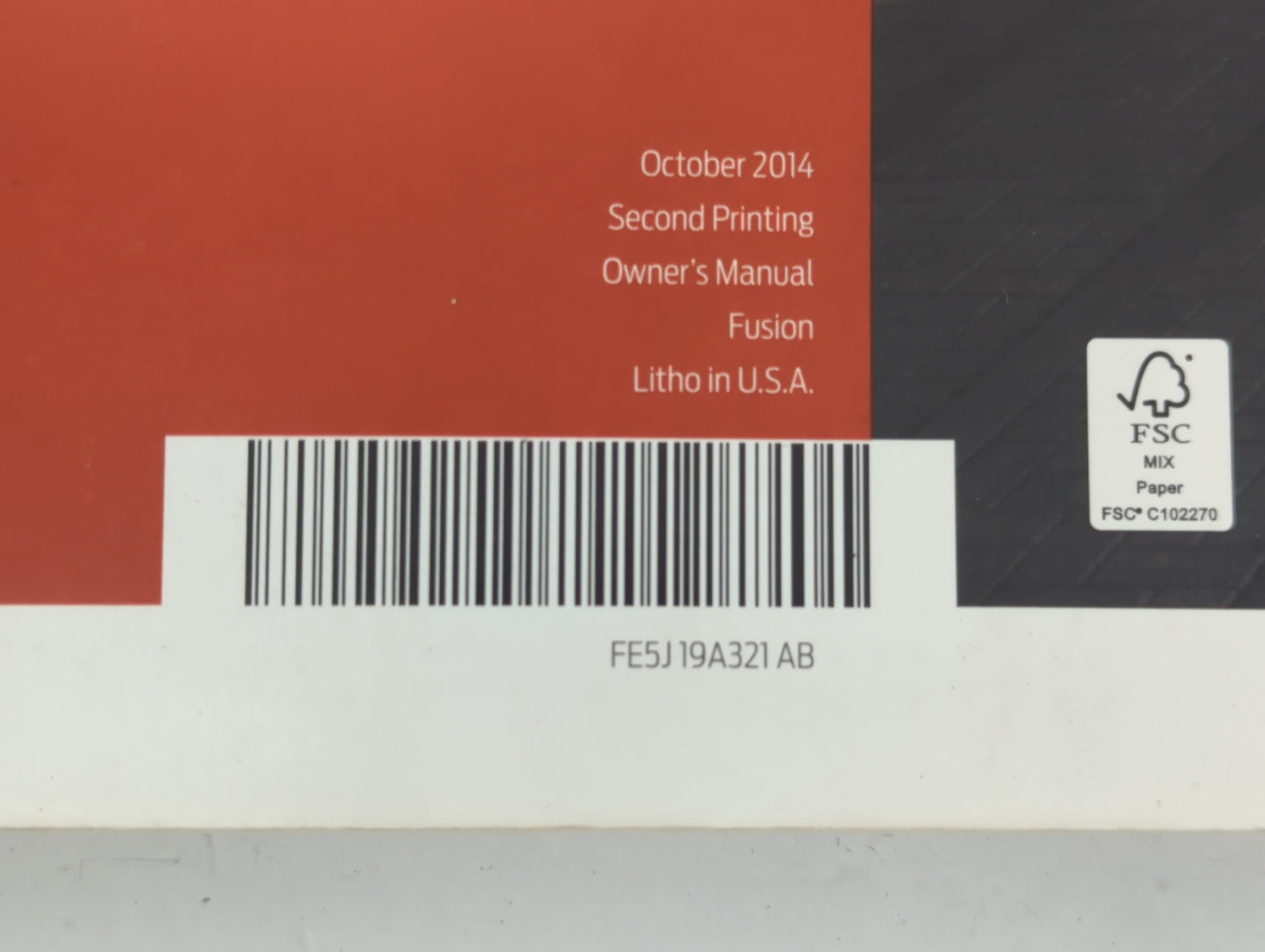 2015 Ford Fusion Owners Manual Book Guide P/N:FE5J 19A321 AB OEM Used Auto Parts - Oemusedautoparts1.com