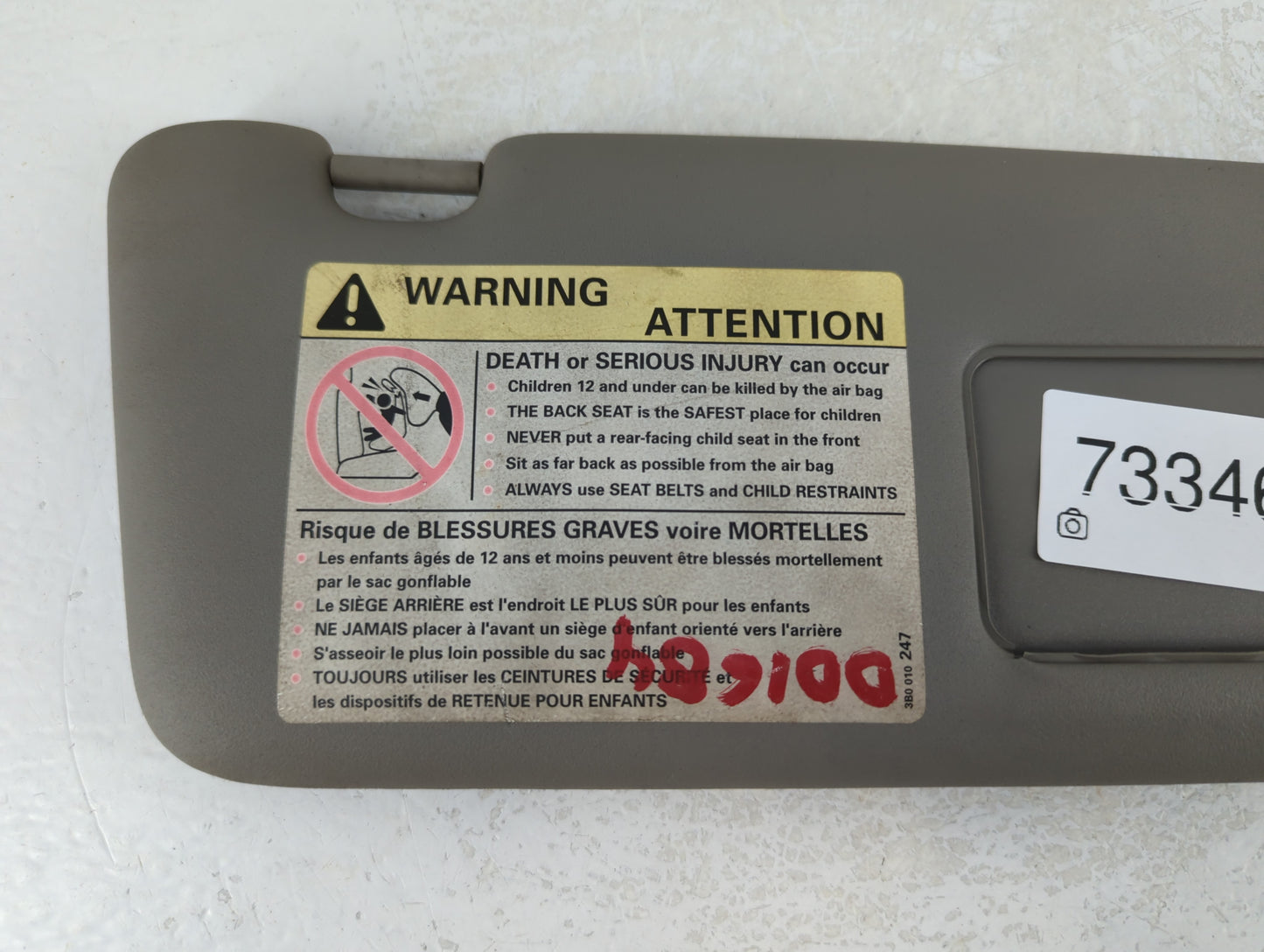 2002-2008 Audi A4 Sun Visor Shade Replacement Passenger Right Mirror Fits Fits 2002 2003 2004 2005 2006 2007 2008 OEM Used Auto Parts - Oemusedautoparts1.com