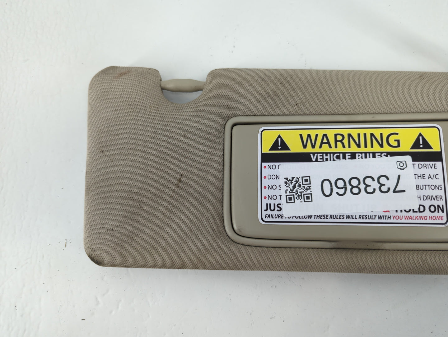 2008-2013 Infiniti G37 Sun Visor Shade Replacement Passenger Right Mirror Fits Fits 2008 2009 2010 2011 2012 2013 OEM Used Auto Parts - Oemusedautoparts1.com