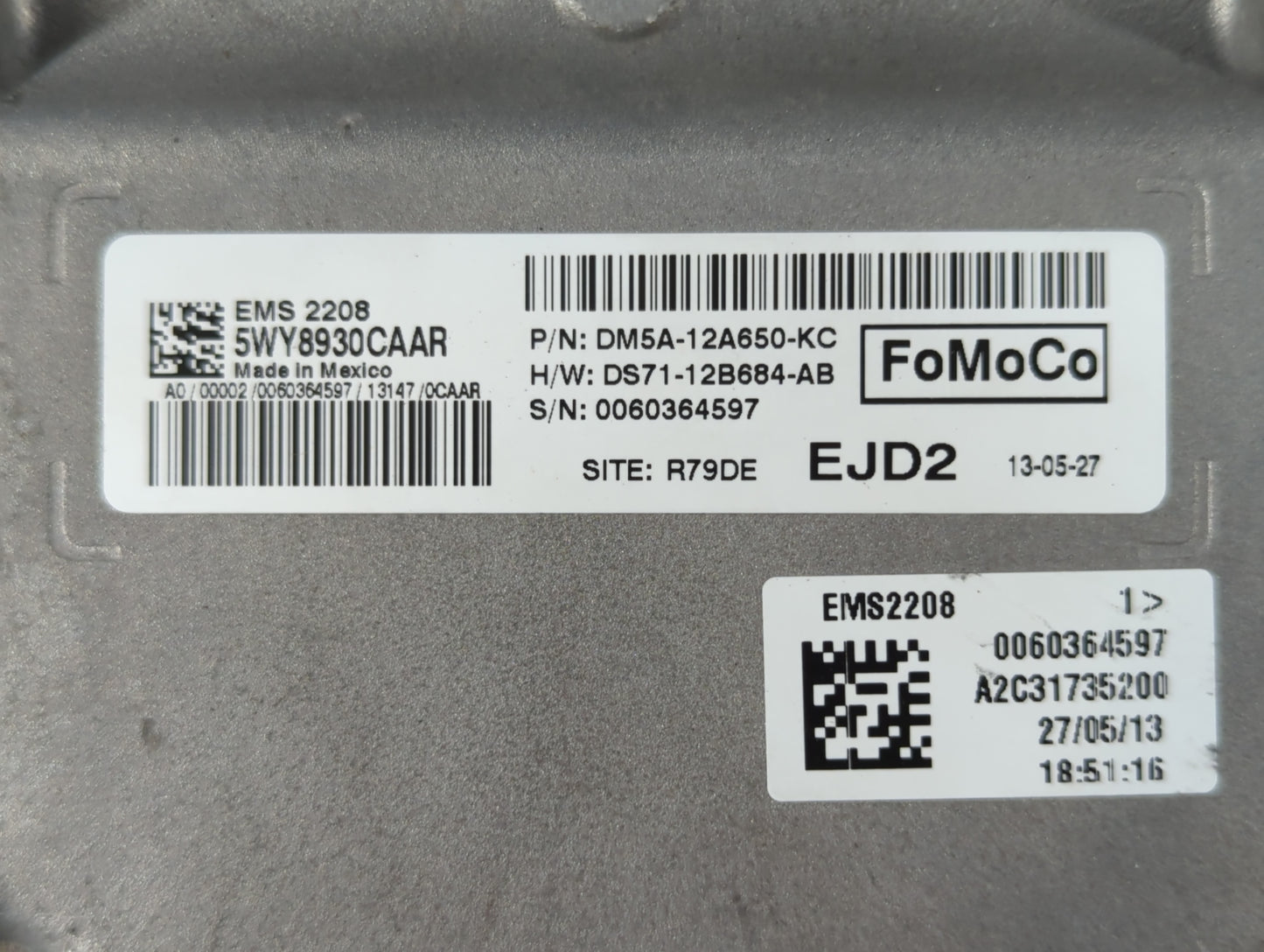 2013 Ford C-Max PCM Engine Control Computer ECU ECM PCU OEM P/N:DM5A-12A650-KC Fits OEM Used Auto Parts - Oemusedautoparts1.com