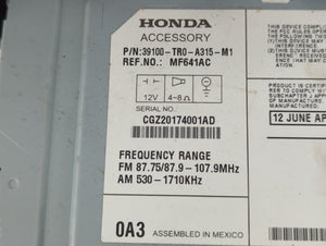 2012 Honda Civic Radio AM FM Cd Player Receiver Replacement P/N:39100-TR0-A315-M1 Fits OEM Used Auto Parts