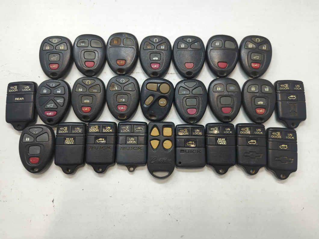 Lot of 25 Chevrolet Keyless Entry Remote Fob MIXED FCC IDS MIXED PART