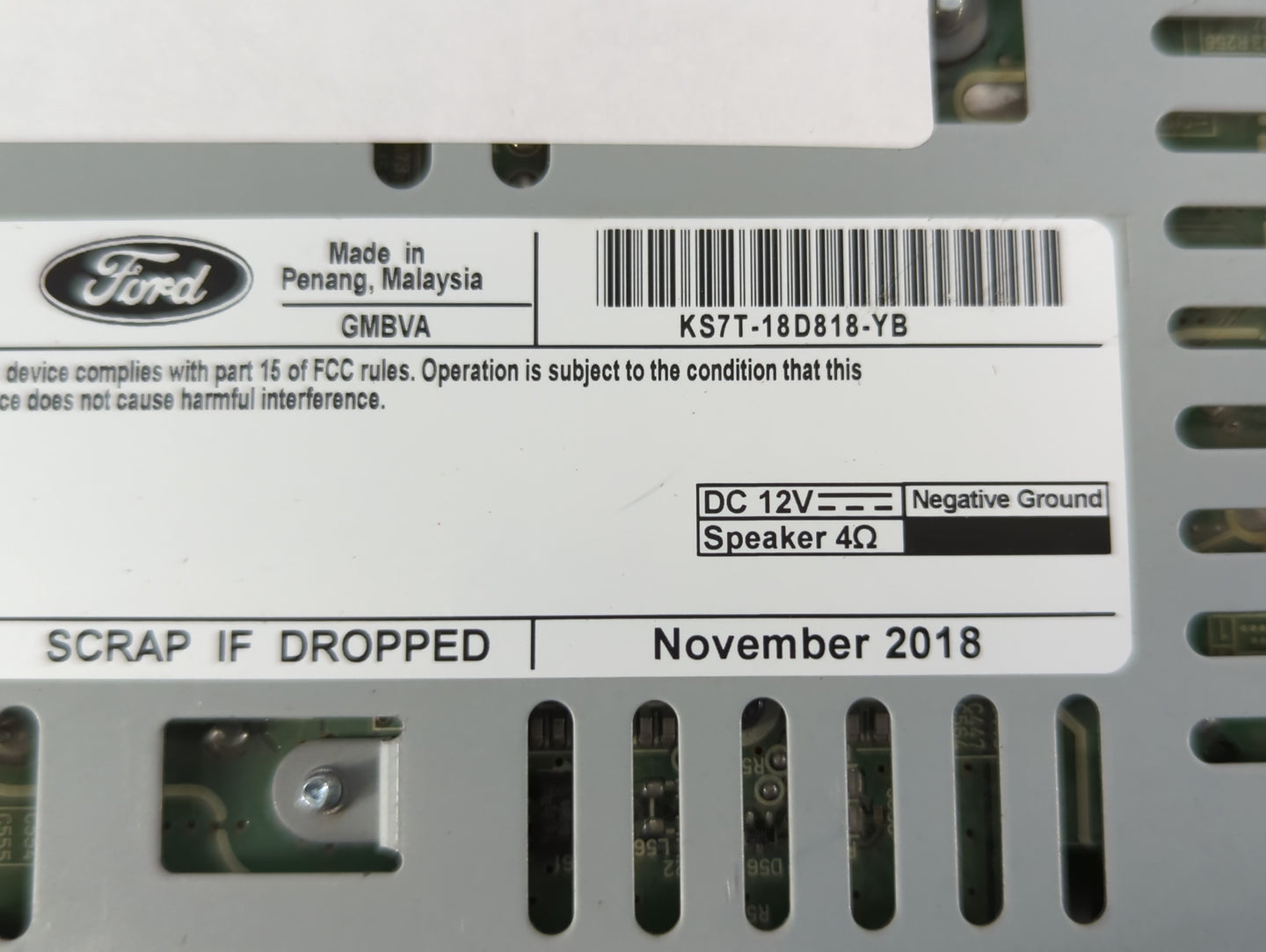 2019-2020 Ford Fusion Radio AM FM Cd Player Receiver Replacement P/N:KS7T-18D818-YB Fits Fits 2019 2020 OEM Used Auto Parts - Oemusedautoparts1.com