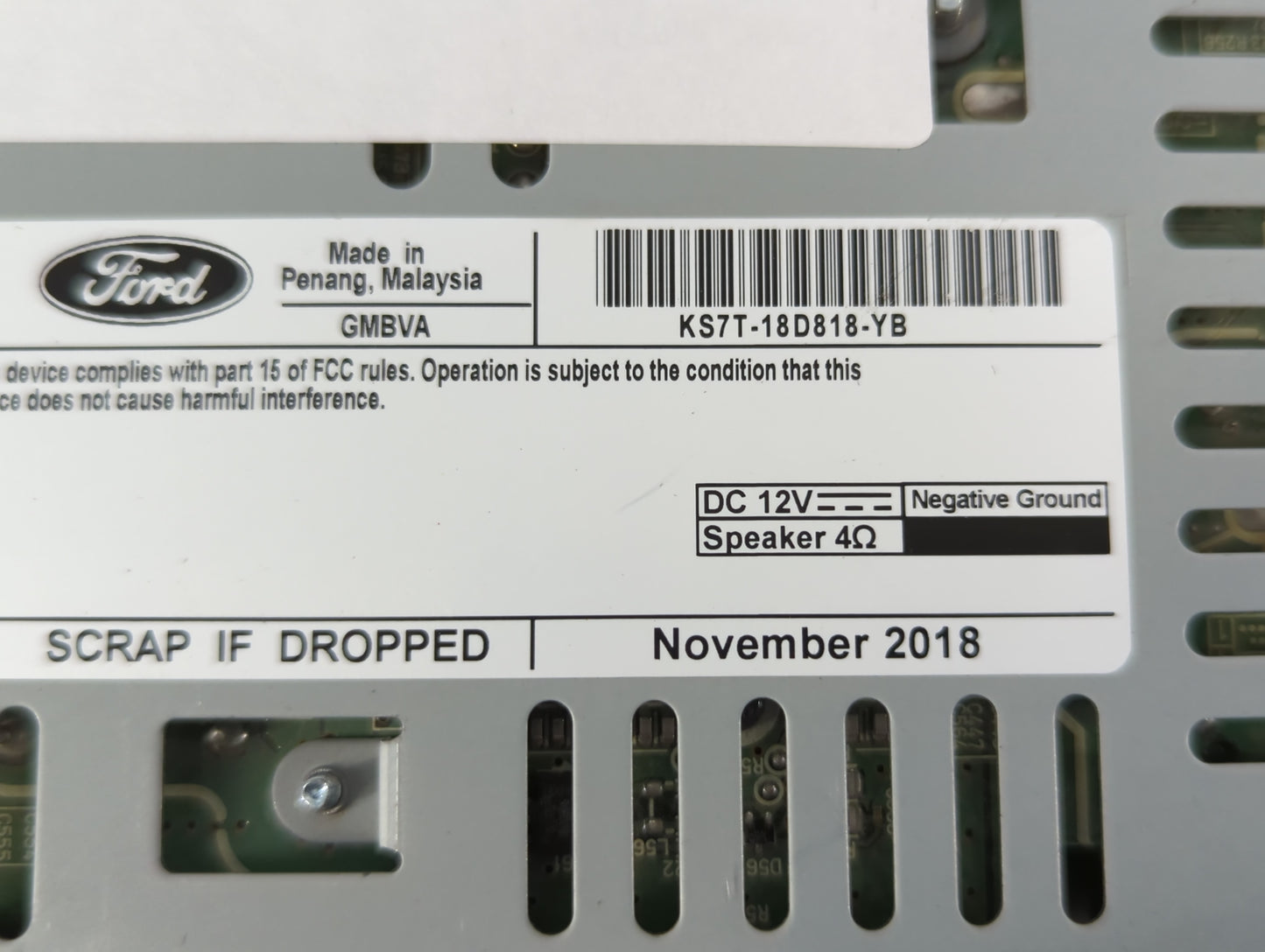 2019-2020 Ford Fusion Radio AM FM Cd Player Receiver Replacement P/N:KS7T-18D818-YB Fits Fits 2019 2020 OEM Used Auto Parts - Oemusedautoparts1.com