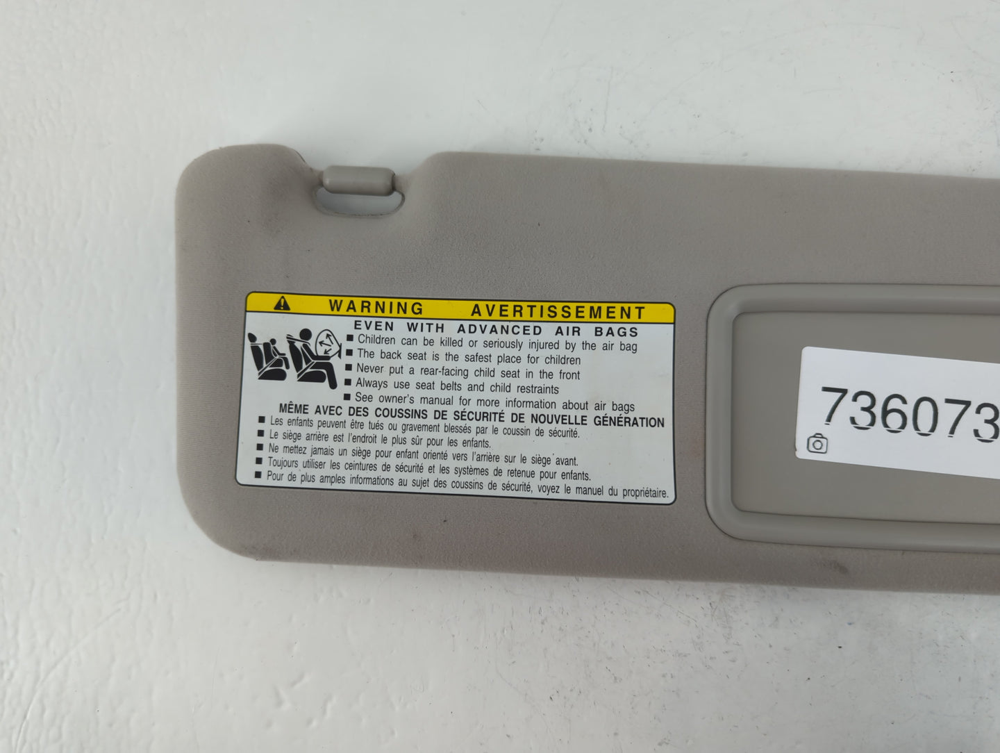 2010-2011 Lexus Es350 Sun Visor Shade Replacement Passenger Right Mirror Fits Fits 2010 2011 OEM Used Auto Parts - Oemusedautoparts1.com