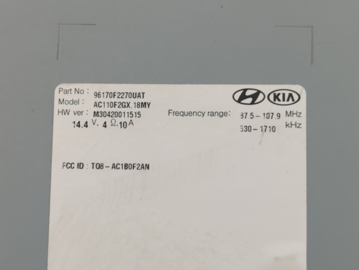 2017-2018 Hyundai Elantra Radio AM FM Cd Player Receiver Replacement P/N:96170F2270UAT Fits Fits 2017 2018 OEM Used Auto Parts - Oemusedautoparts1.com