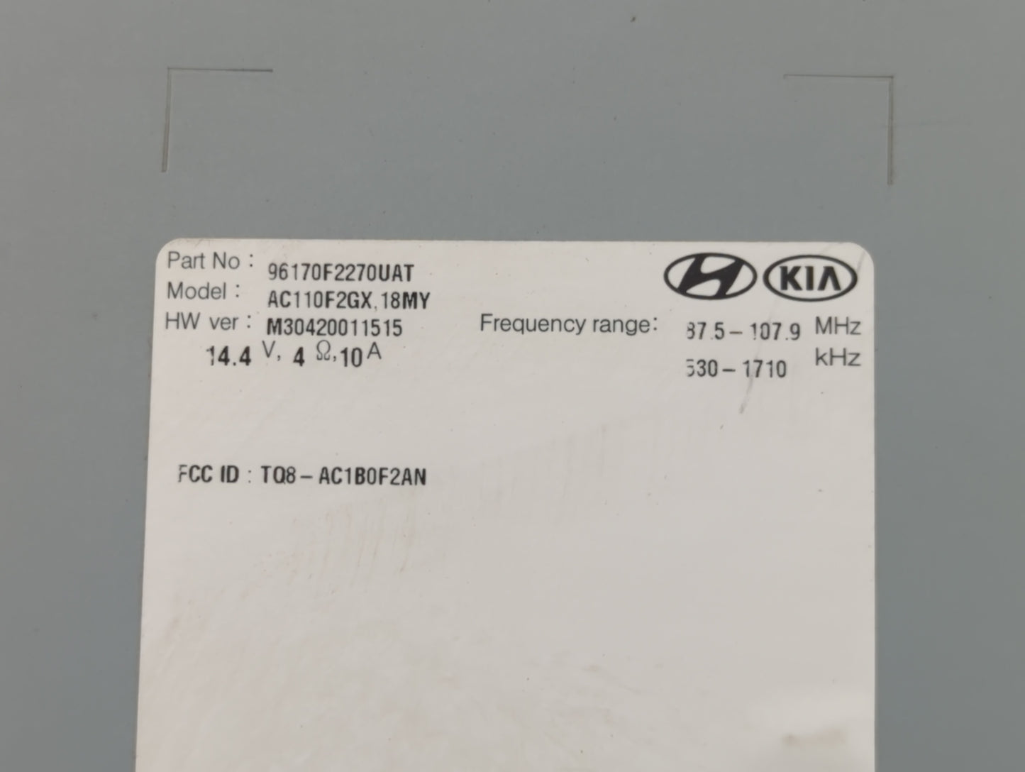 2017-2018 Hyundai Elantra Radio AM FM Cd Player Receiver Replacement P/N:96170F2270UAT Fits Fits 2017 2018 OEM Used Auto Parts - Oemusedautoparts1.com