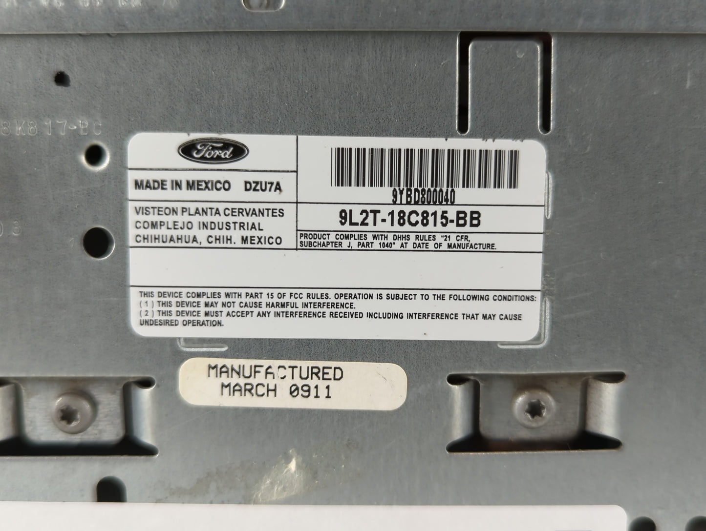2008-2009 Mercury Mountaineer Radio AM FM Cd Player Receiver Replacement P/N:9L2T-18C815-BB Fits Fits 2008 2009 OEM Used Auto Parts - Oemusedautoparts1.com