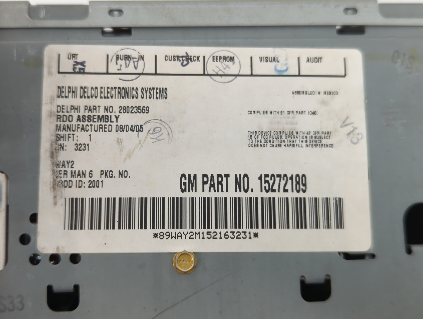 2005-2006 Chevrolet Cobalt Radio AM FM Cd Player Receiver Replacement P/N:15272189 Fits Fits 2005 2006 OEM Used Auto Parts - Oemusedautoparts1.com