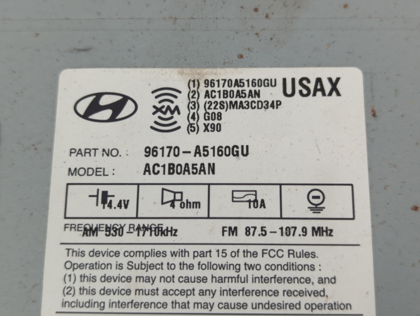 2014-2015 Hyundai Elantra Radio AM FM Cd Player Receiver Replacement P/N:96170-A5160GU Fits Fits 2014 2015 OEM Used Auto Parts - Oemusedautoparts1.com