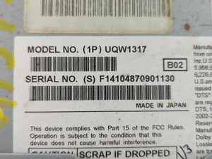 2011-2012 Lincoln Mkz Radio AM FM Cd Player Receiver Replacement P/N:UQW1317 Fits Fits 2011 2012 OEM Used Auto Parts