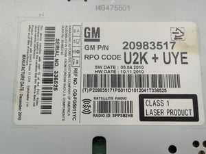 2011-2012 Chevrolet Camaro Radio AM FM Cd Player Receiver Replacement P/N:20983517 Fits Fits 2010 2011 2012 OEM Used Auto Parts