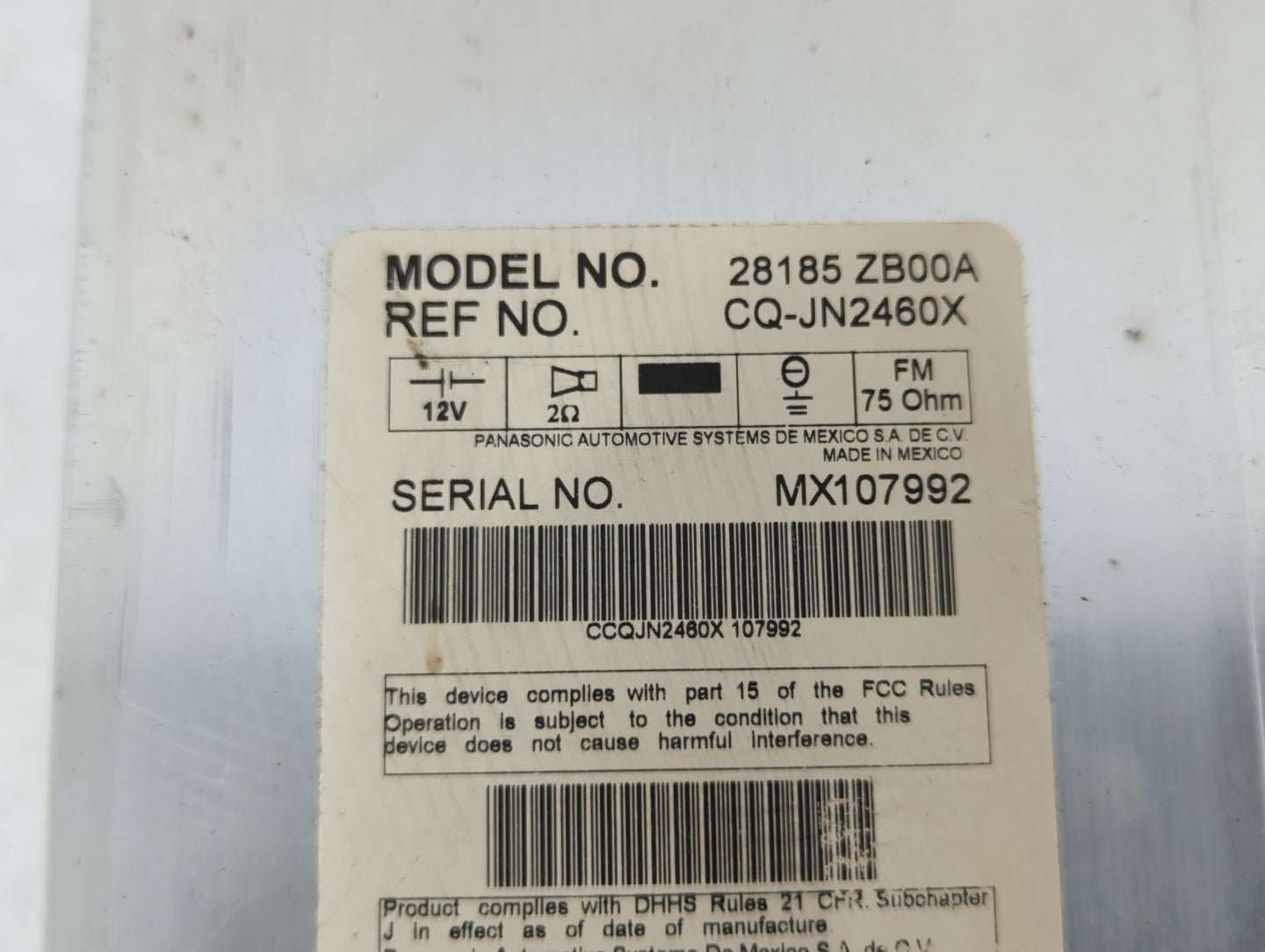 2005-2006 Nissan Altima Radio AM FM Cd Player Receiver Replacement P/N:28185 ZB00A Fits Fits 2005 2006 OEM Used Auto Parts - Oemusedautoparts1.com