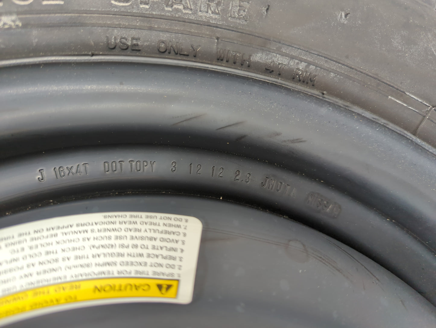 2008-2012 Nissan Rogue Spare Donut Tire Wheel Rim Oem - Oemusedautoparts1.com