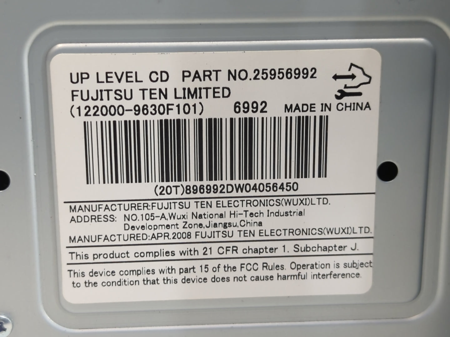 2008 Saturn Vue Radio AM FM Cd Player Receiver Replacement P/N:25956992 Fits OEM Used Auto Parts - Oemusedautoparts1.com