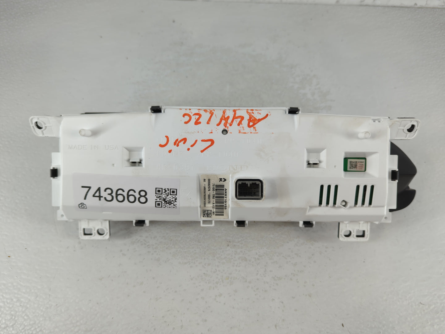 2012-2015 Honda Civic Instrument Cluster Speedometer Gauges P/N:78200-TR3-A212-M1 Fits Fits 2012 2013 2014 2015 OEM Used Auto Parts - Oemusedautoparts1.com