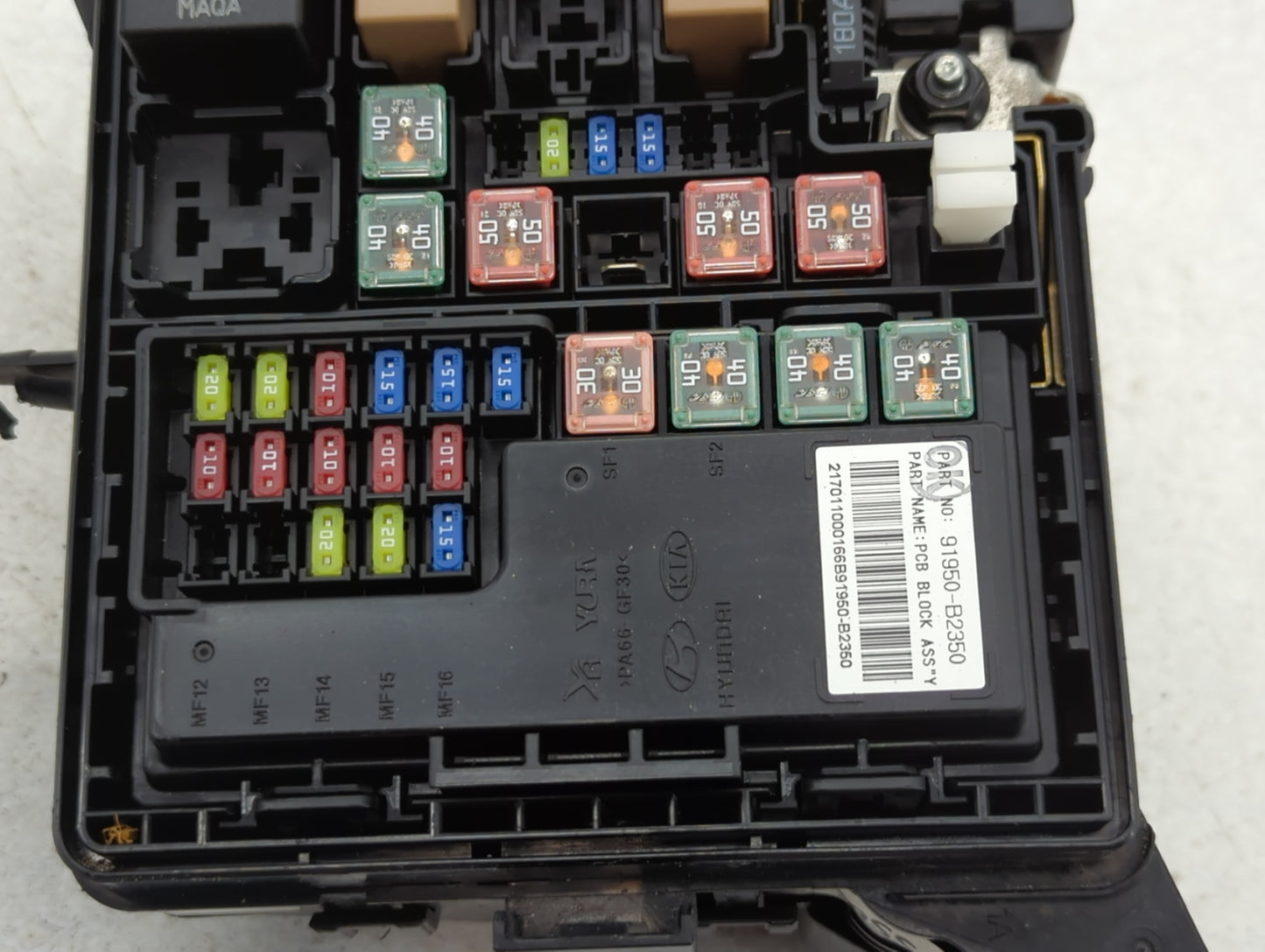 2017-2019 Kia Soul Fusebox Fuse Box Panel Relay Module P/N:91950-B2350 Fits Fits 2017 2018 2019 OEM Used Auto Parts - Oemusedautoparts1.com