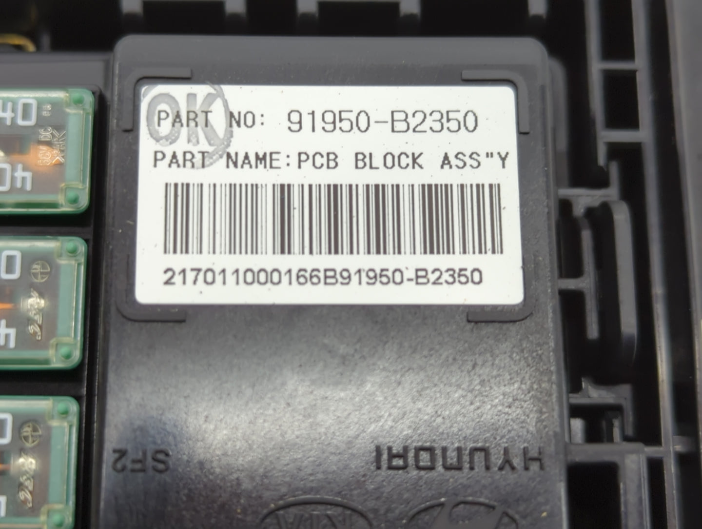 2017-2019 Kia Soul Fusebox Fuse Box Panel Relay Module P/N:91950-B2350 Fits Fits 2017 2018 2019 OEM Used Auto Parts - Oemusedautoparts1.com