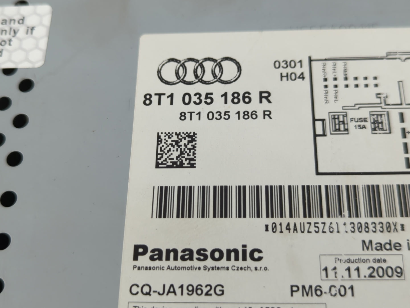 2010-2012 Audi A4 Radio AM FM Cd Player Receiver Replacement P/N:8T1 035 186 R Fits Fits 2010 2011 2012 2013 2014 2015 2016 2017 OEM Used Auto Parts - Oemusedautoparts1.com