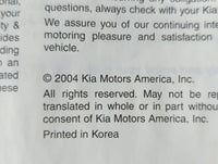 2004 Kia Sedona Owners Manual Book Guide P/N:UV 050 PS 013 OEM Used Auto Parts - Oemusedautoparts1.com