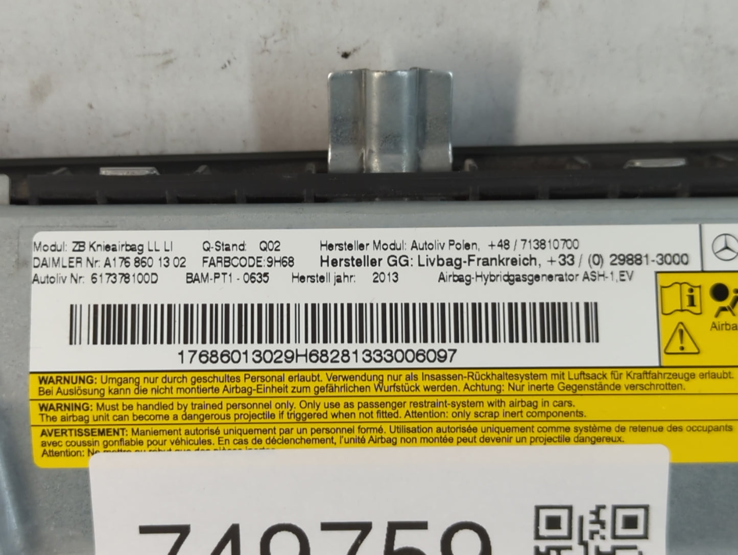 2011 Infiniti G37 Air Bag Driver Left Steering Wheel Mounted P/N:617378100D Fits OEM Used Auto Parts - Oemusedautoparts1.com