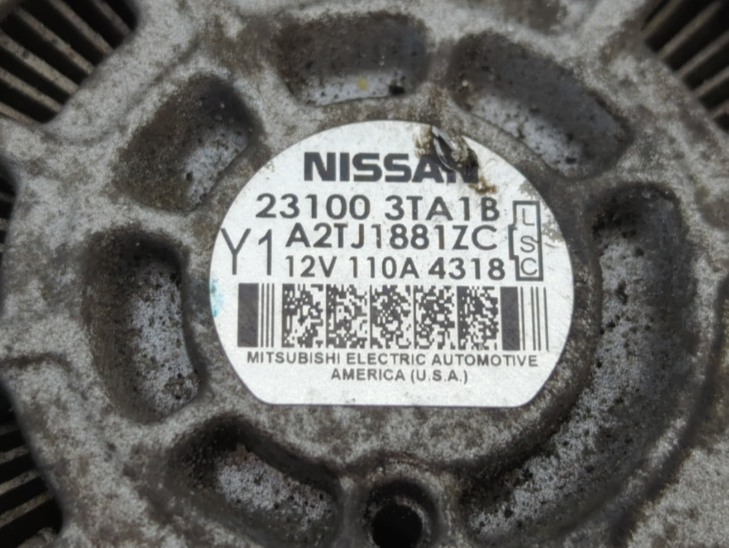 2013-2017 Nissan Altima Alternator Replacement Generator Charging Assembly Engine OEM P/N:A2TJ1881ZC 23100 3TA1B Fits OEM Used Auto Parts - Oemusedautoparts1.com