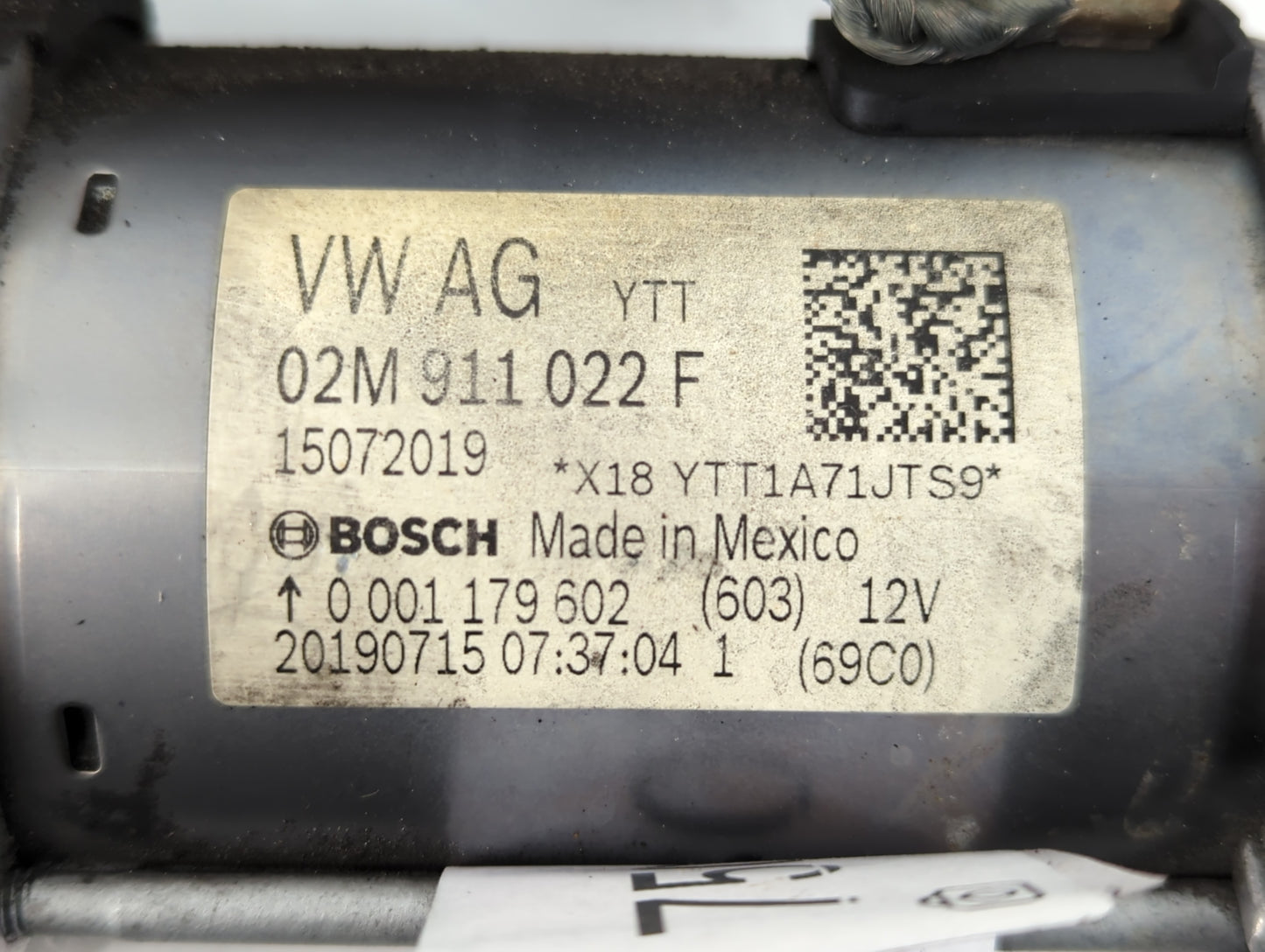 2018-2022 Volkswagen Atlas Car Starter Motor Solenoid OEM P/N:02M 911 022 F Fits Fits 2018 2019 2020 2021 2022 OEM Used Auto Parts - Oemusedautoparts1.com