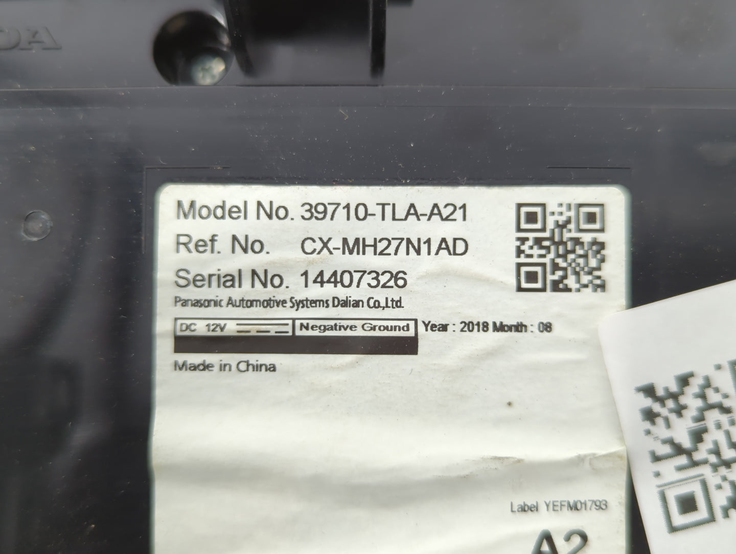 2018-2022 Honda Cr-V Radio AM FM Cd Player Receiver Replacement P/N:39710-TLA-A21 Fits Fits 2018 2019 2020 2021 2022 OEM Used Auto Parts - Oemusedautoparts1.com