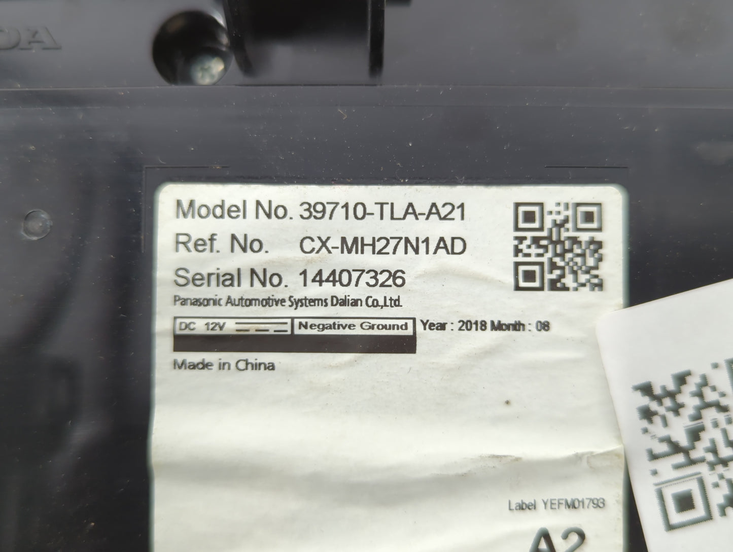 2018-2022 Honda Cr-V Radio AM FM Cd Player Receiver Replacement P/N:39710-TLA-A21 Fits Fits 2018 2019 2020 2021 2022 OEM Used Auto Parts - Oemusedautoparts1.com