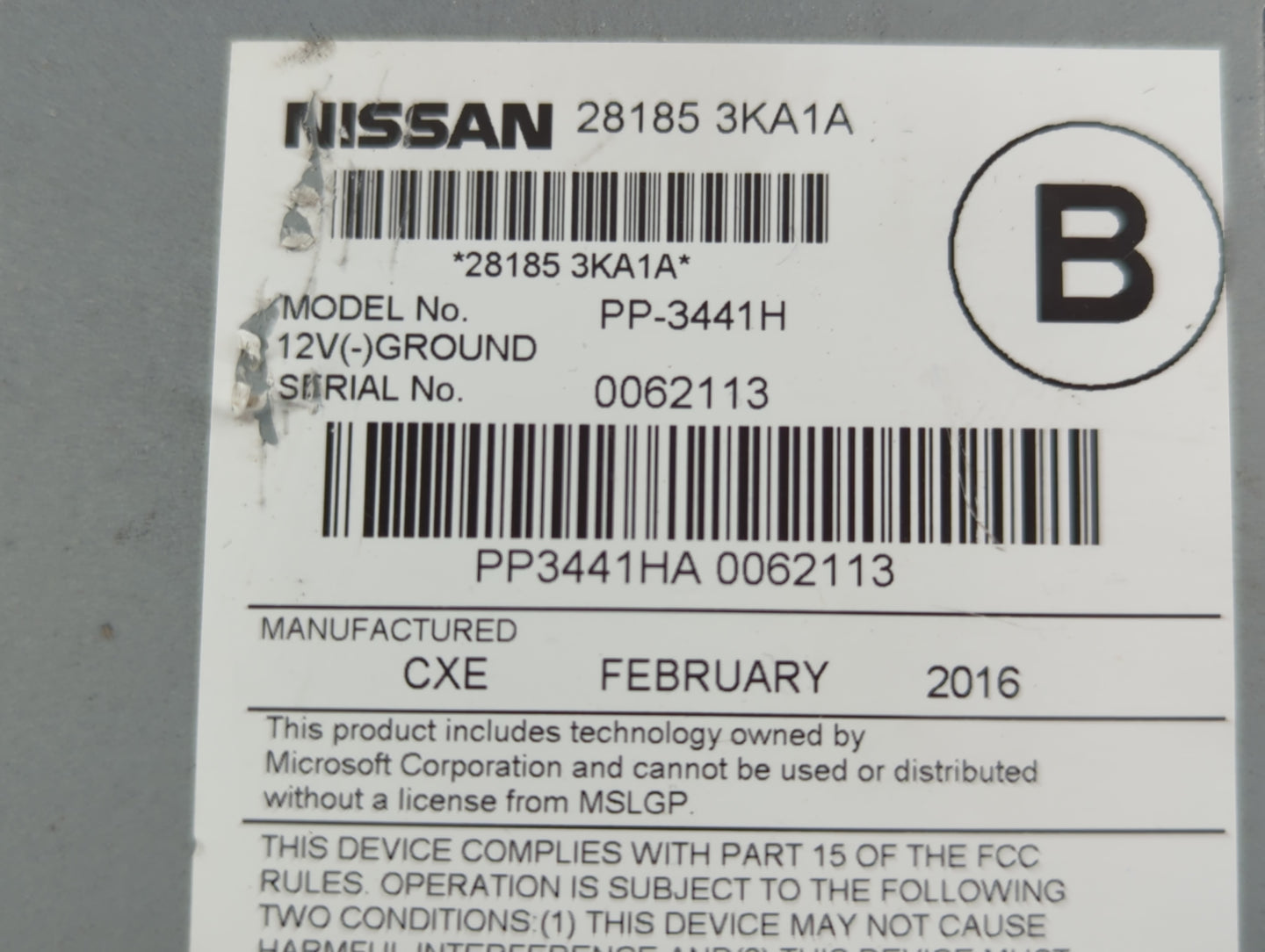 2016 Nissan Pathfinder Radio AM FM Cd Player Receiver Replacement P/N:28185 3KA1A 27760 9PF0A Fits Fits 2017 OEM Used Auto Parts - Oemusedautoparts1.com