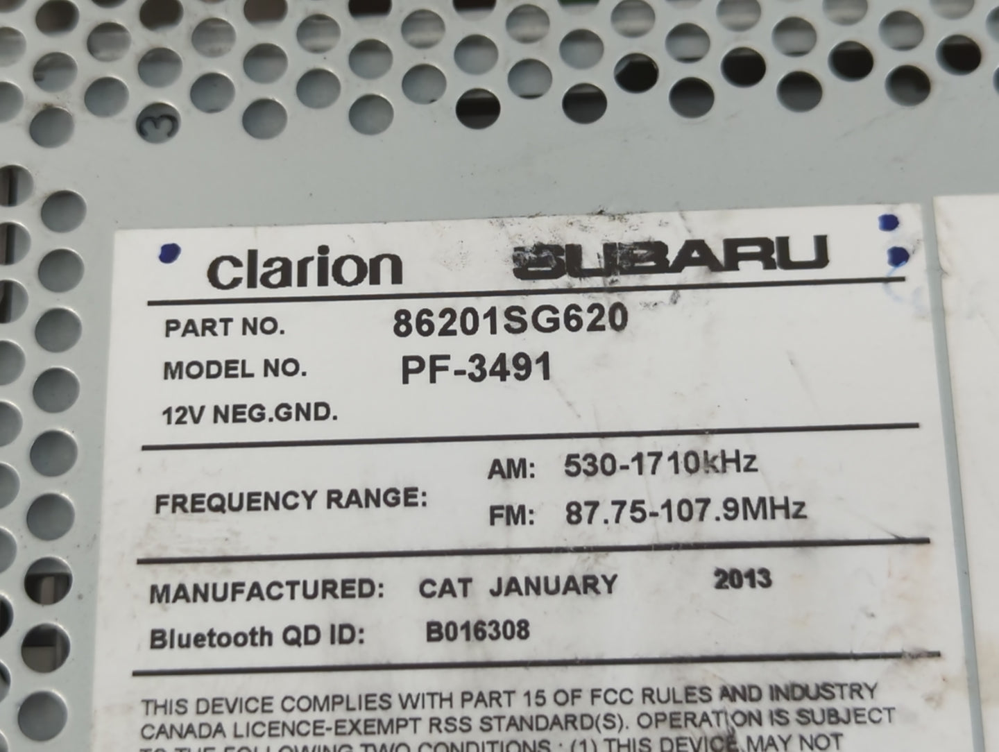 2014 Subaru Forester Radio AM FM Cd Player Receiver Replacement P/N:PF-3491 86201SG620 Fits OEM Used Auto Parts - Oemusedautoparts1.com