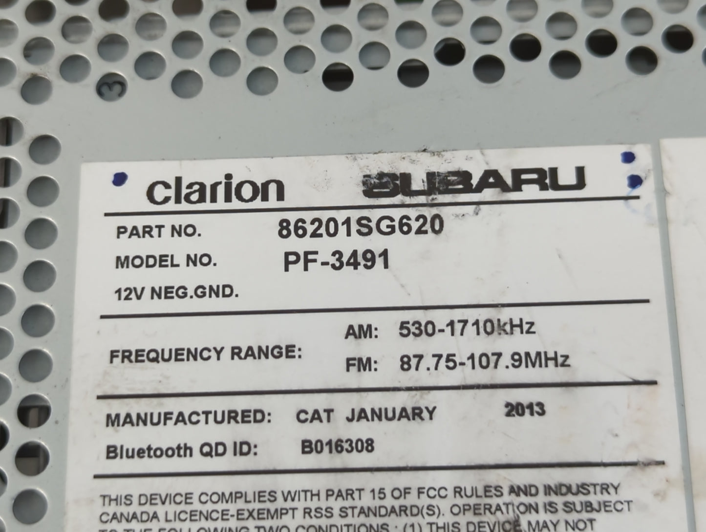 2014 Subaru Forester Radio AM FM Cd Player Receiver Replacement P/N:PF-3491 86201SG620 Fits OEM Used Auto Parts - Oemusedautoparts1.com