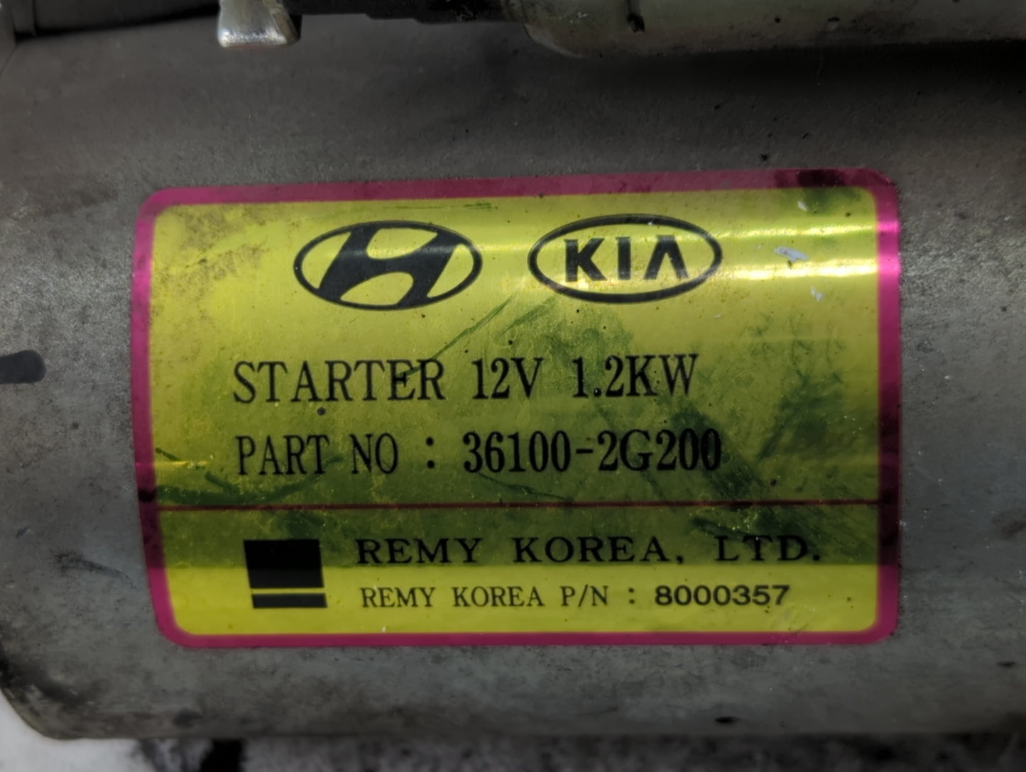 2014-2015 Kia Optima Car Starter Motor Solenoid OEM P/N:36100-2G200 Fits Fits 2014 2015 2016 OEM Used Auto Parts - Oemusedautoparts1.com