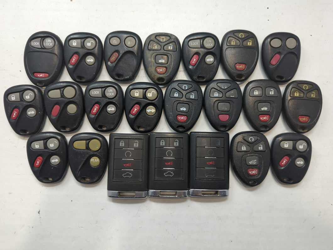 Lot of 22 Chevrolet Keyless Entry Remote Fob MIXED FCC IDS MIXED PART