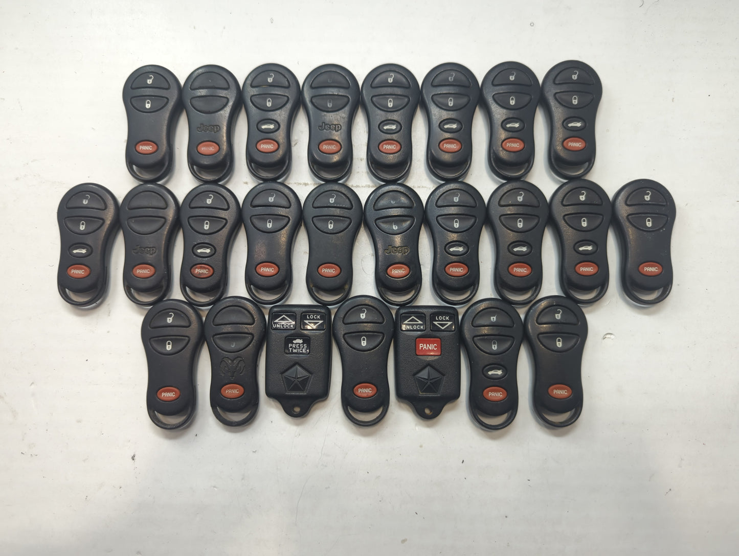 Lot of 25 Dodge Keyless Entry Remote Fob MIXED FCC IDS MIXED PART NUMBERS - Oemusedautoparts1.com