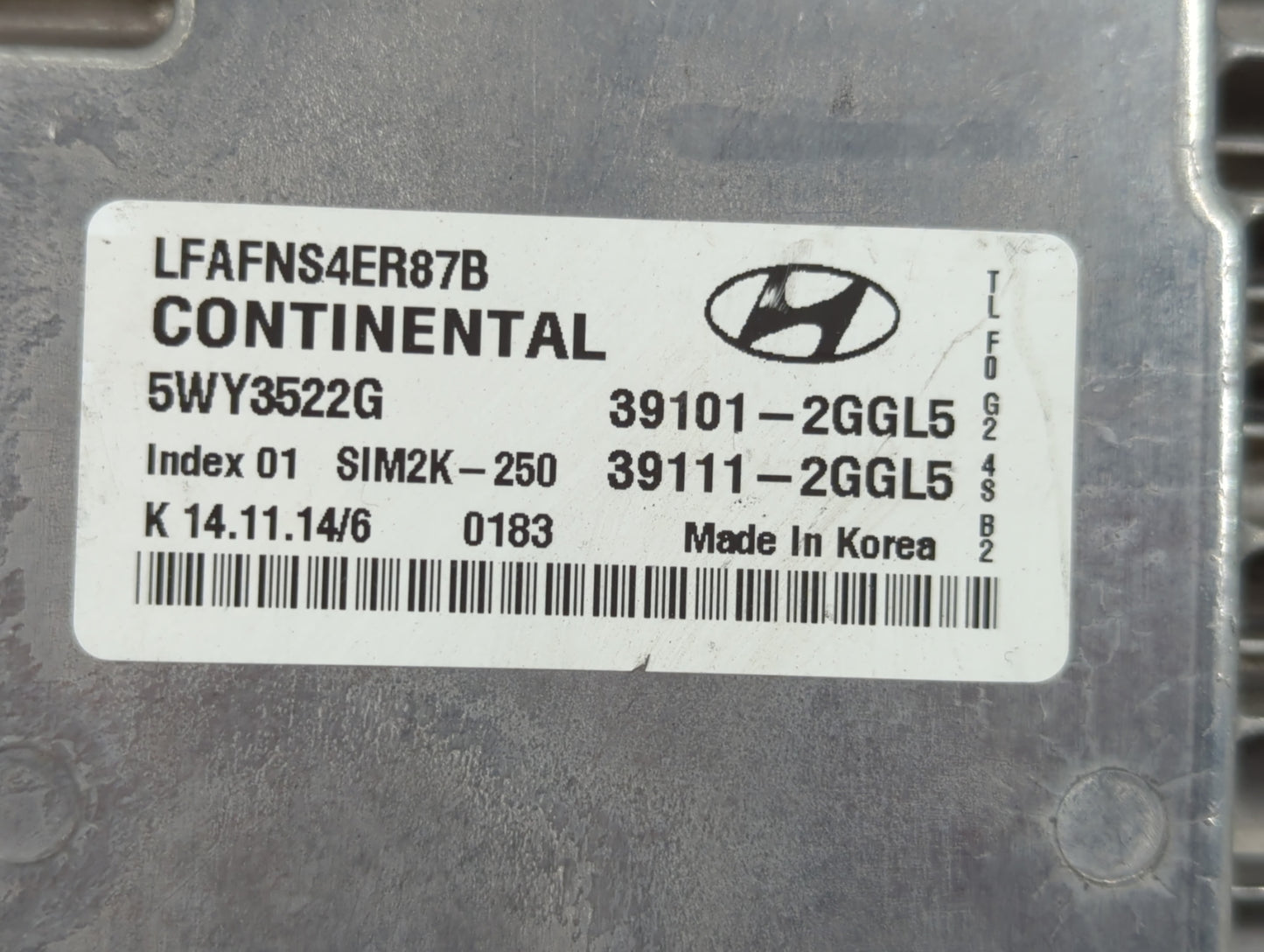 2015-2017 Hyundai Sonata PCM Engine Control Computer ECU ECM PCU OEM P/N:39111-2GGL5 39101-2GGL5 Fits Fits 2015 2016 2017 OEM Used Auto Parts - Oemusedautoparts1.com