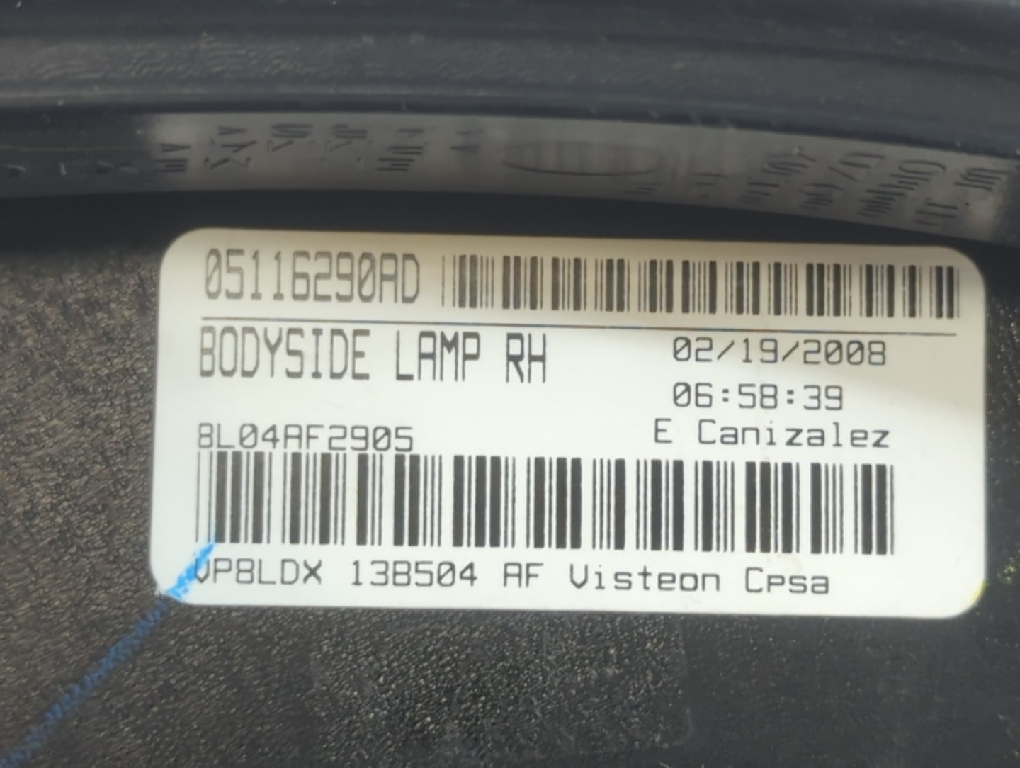 2009 Dodge Journey Tail Light Assembly Passenger Right OEM P/N:05116290AD Fits OEM Used Auto Parts - Oemusedautoparts1.com