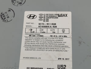 2015-2017 Hyundai Accent Radio AM FM Cd Player Receiver Replacement P/N:96170-1R111RDR Fits Fits 2015 2016 2017 OEM Used Auto Parts