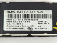 2001-2006 Bmw M3 Climate Control Module Temperature AC/Heater Replacement P/N:921 845 6411 6 921 845 Fits OEM Used Auto Parts - Oemusedautoparts1.com