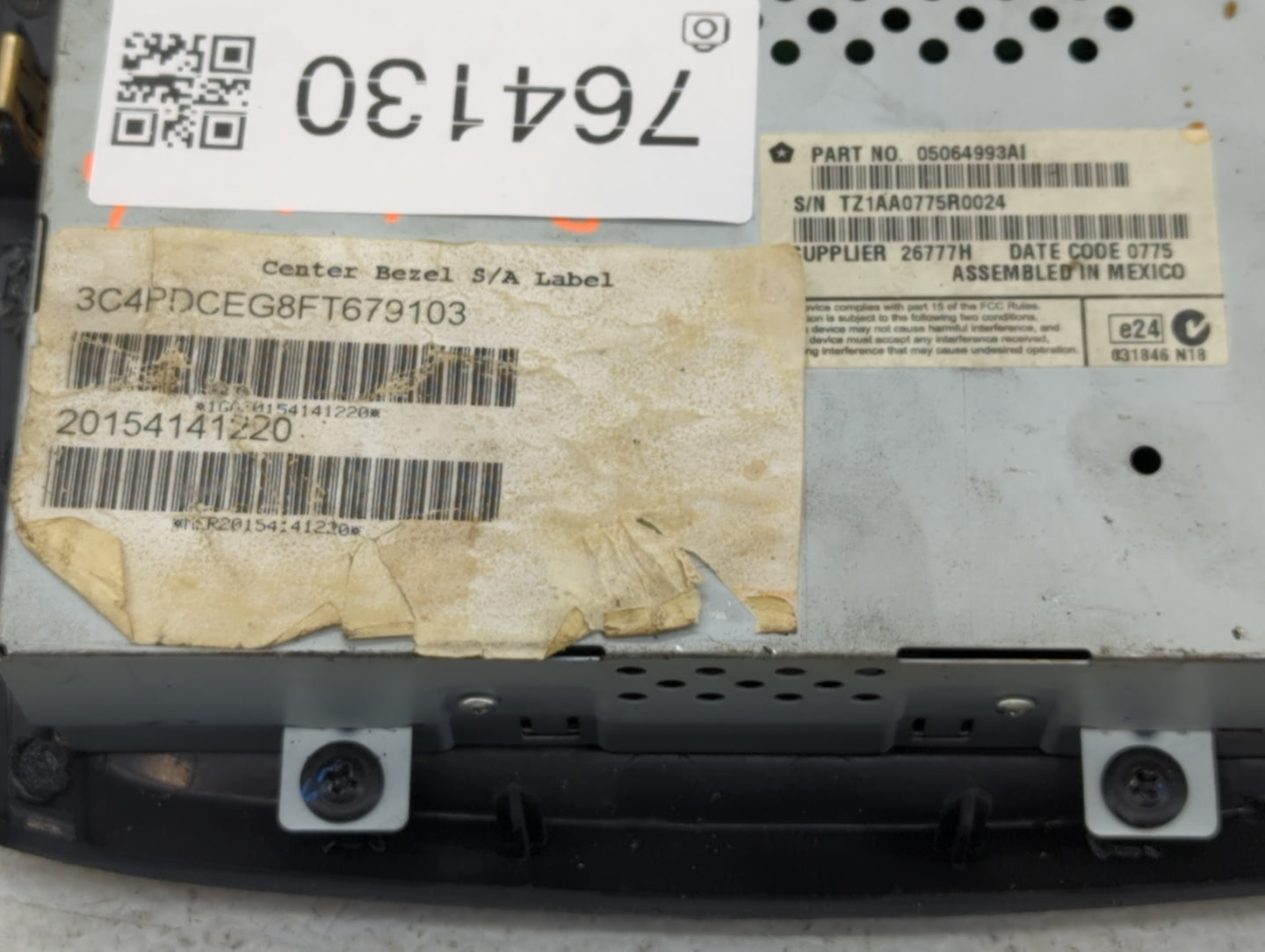 2015 Dodge Journey Information Display Screen - Oemusedautoparts1.com