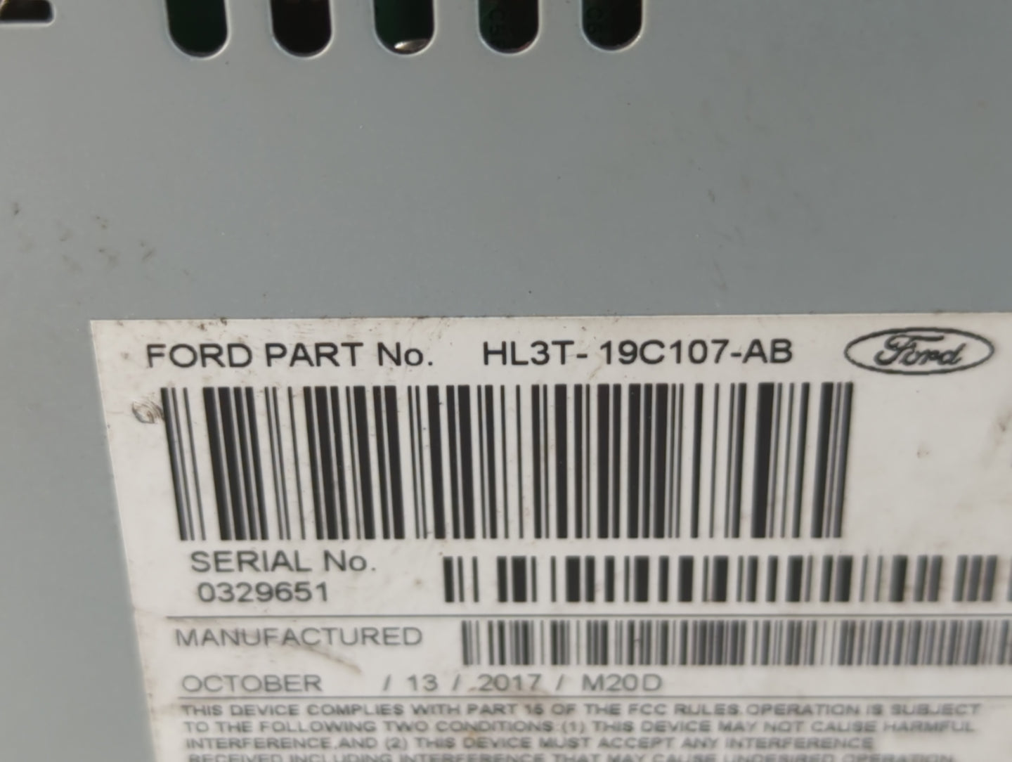 2017-2018 Ford F-150 Radio AM FM Cd Player Receiver Replacement P/N:HL3T-19C107-AB Fits Fits 2017 2018 OEM Used Auto Parts - Oemusedautoparts1.com