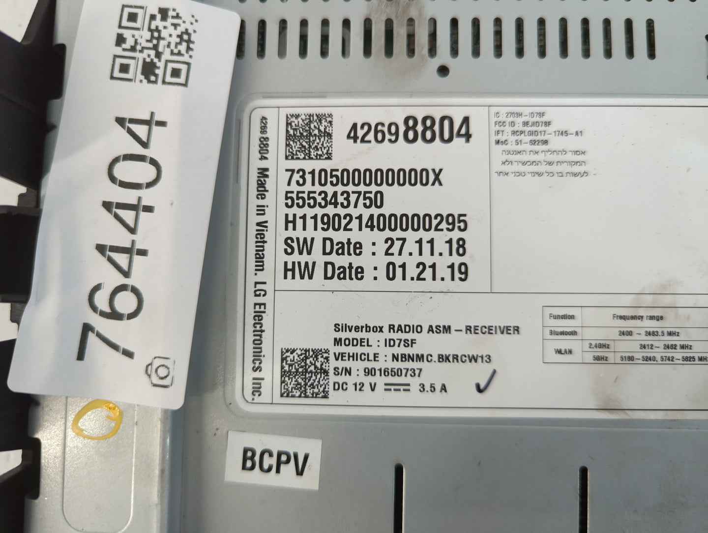 2019 Chevrolet Spark Radio AM FM Cd Player Receiver Replacement P/N:42698804 Fits OEM Used Auto Parts - Oemusedautoparts1.com