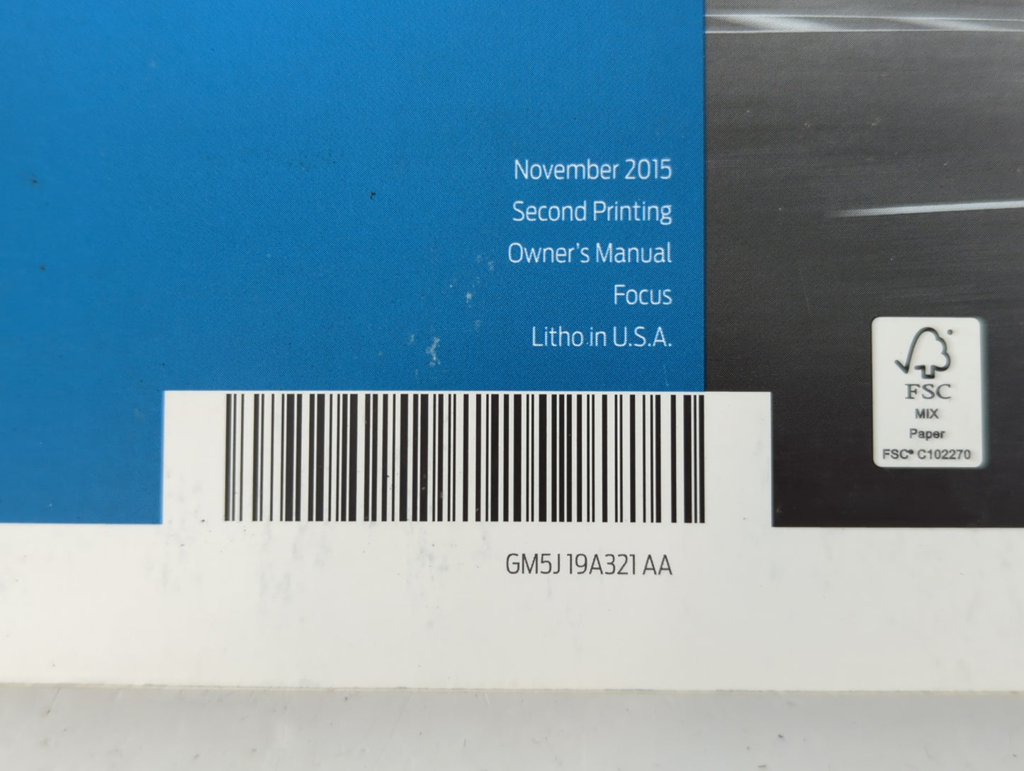 2016 Ford Focus Owners Manual Book Guide P/N:GM5J 19A321 AA OEM Used Auto Parts - Oemusedautoparts1.com