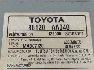 2002-2004 Toyota Camry Radio AM FM Cd Player Receiver Replacement P/N:86120-AA040 Fits Fits 2002 2003 2004 OEM Used Auto Parts