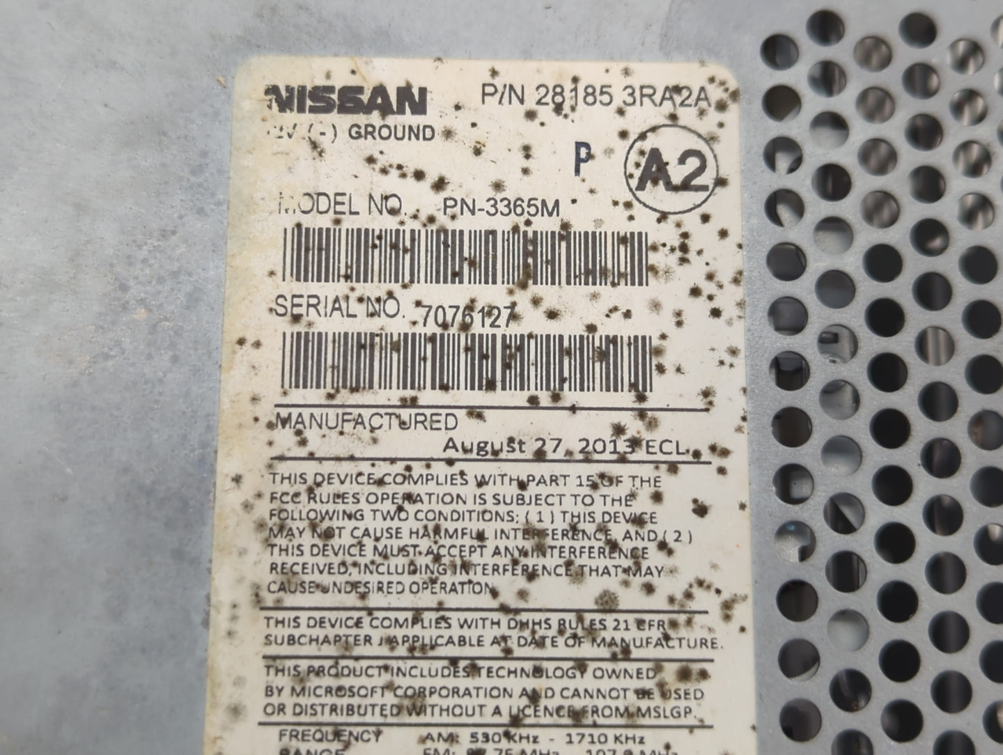 2013-2014 Nissan Sentra Radio AM FM Cd Player Receiver Replacement P/N:28185 3RA2A Fits Fits 2013 2014 OEM Used Auto Parts - Oemusedautoparts1.com