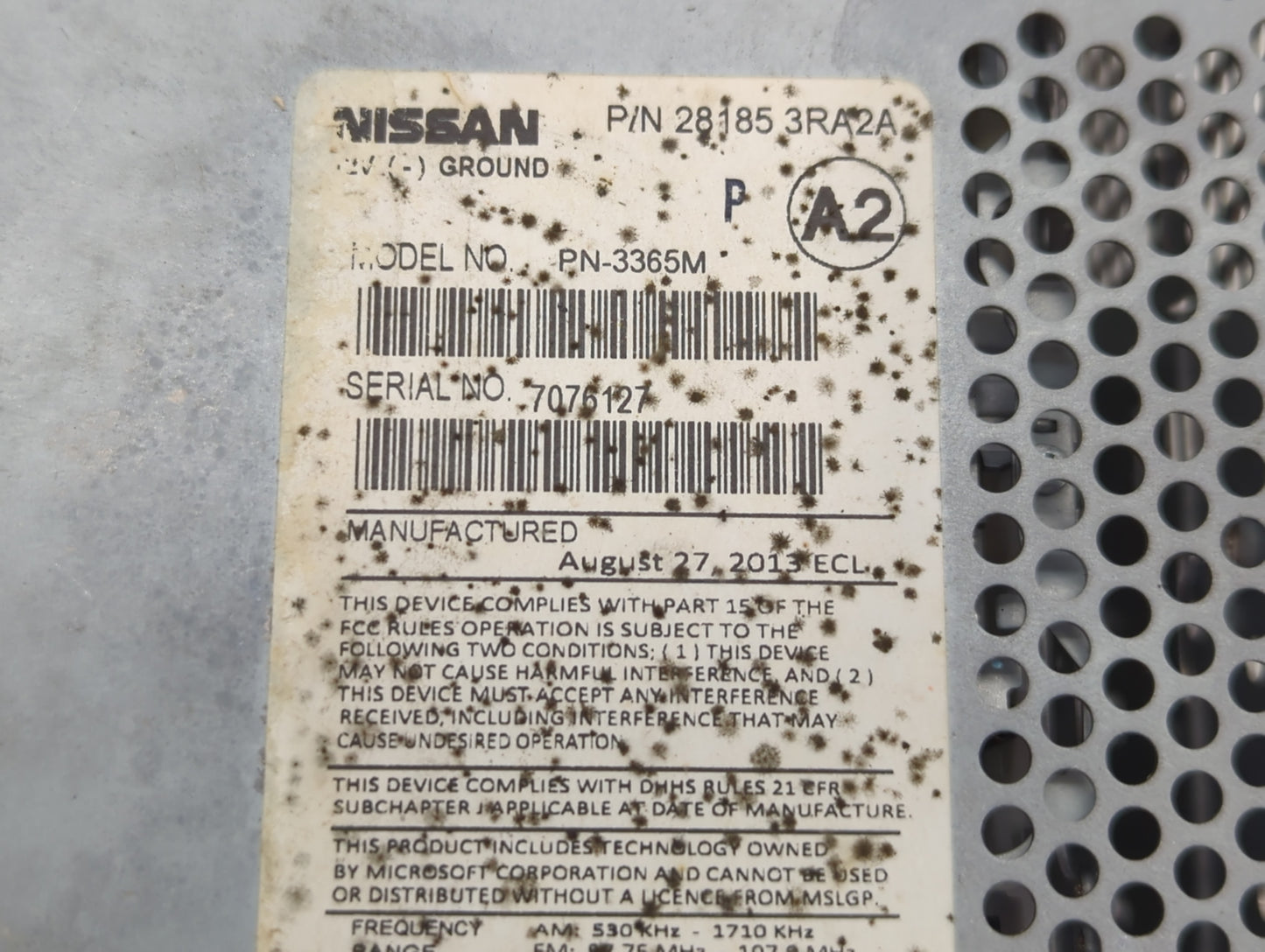 2013-2014 Nissan Sentra Radio AM FM Cd Player Receiver Replacement P/N:28185 3RA2A Fits Fits 2013 2014 OEM Used Auto Parts - Oemusedautoparts1.com