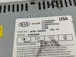 2014-2016 Kia Soul Radio AM FM Cd Player Receiver Replacement P/N:96160B2020CA Fits Fits 2014 2015 2016 OEM Used Auto Parts